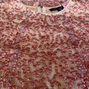 French Connection Pink Sequin Midi Dress